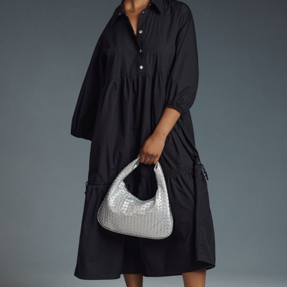 Anthropologie Black Bettina Adaptive Tiered Midi Dress